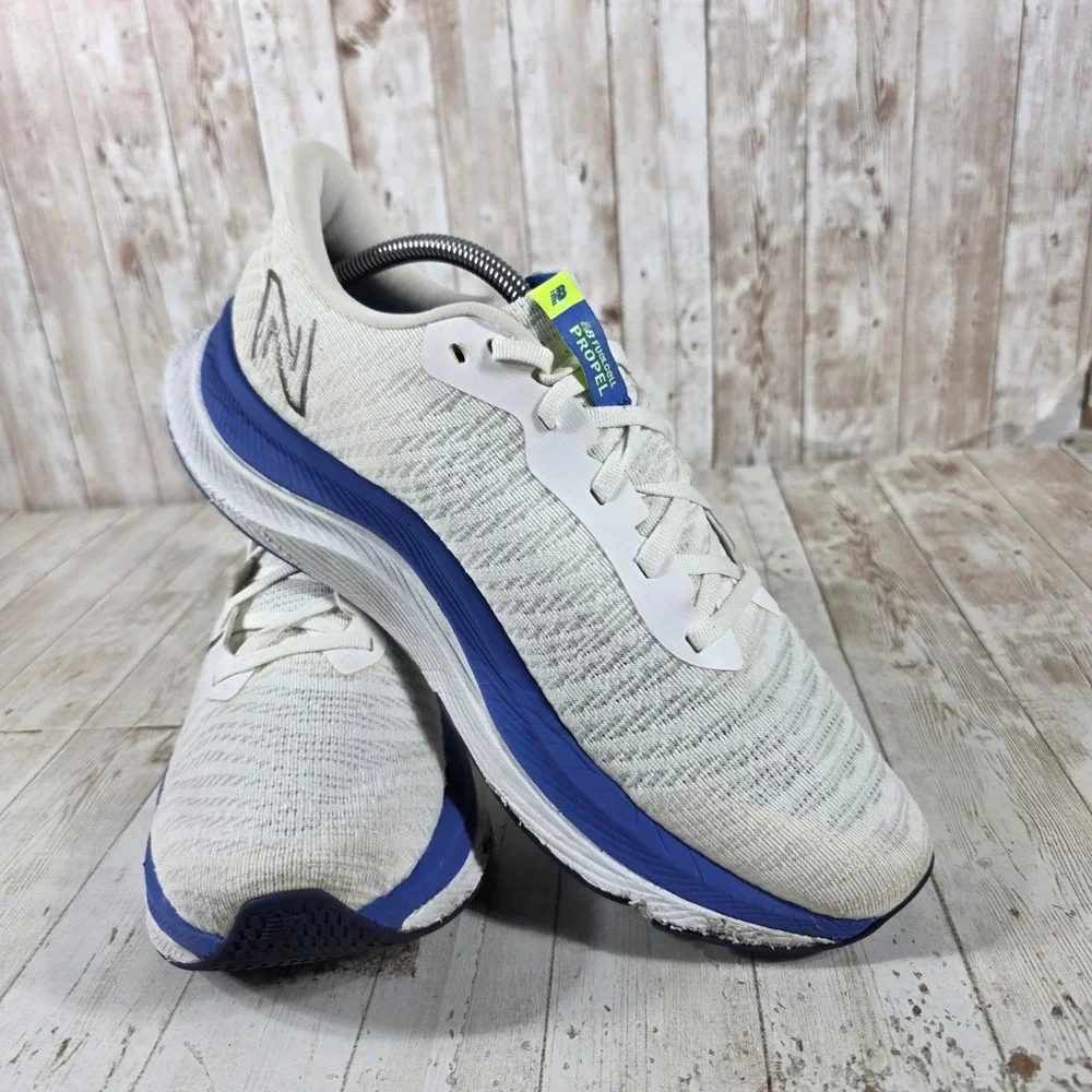 New Balance FuelCell‎ Propel v4 Mens 10.5 Running Shoes White Blue MFCPRCW4